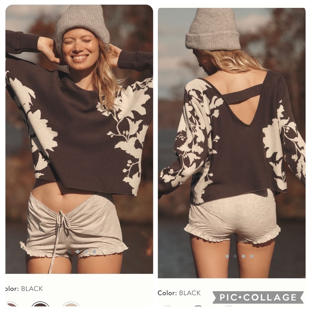 NWT new small Anthropologie daily practice hazy daze cut out back sweater floral